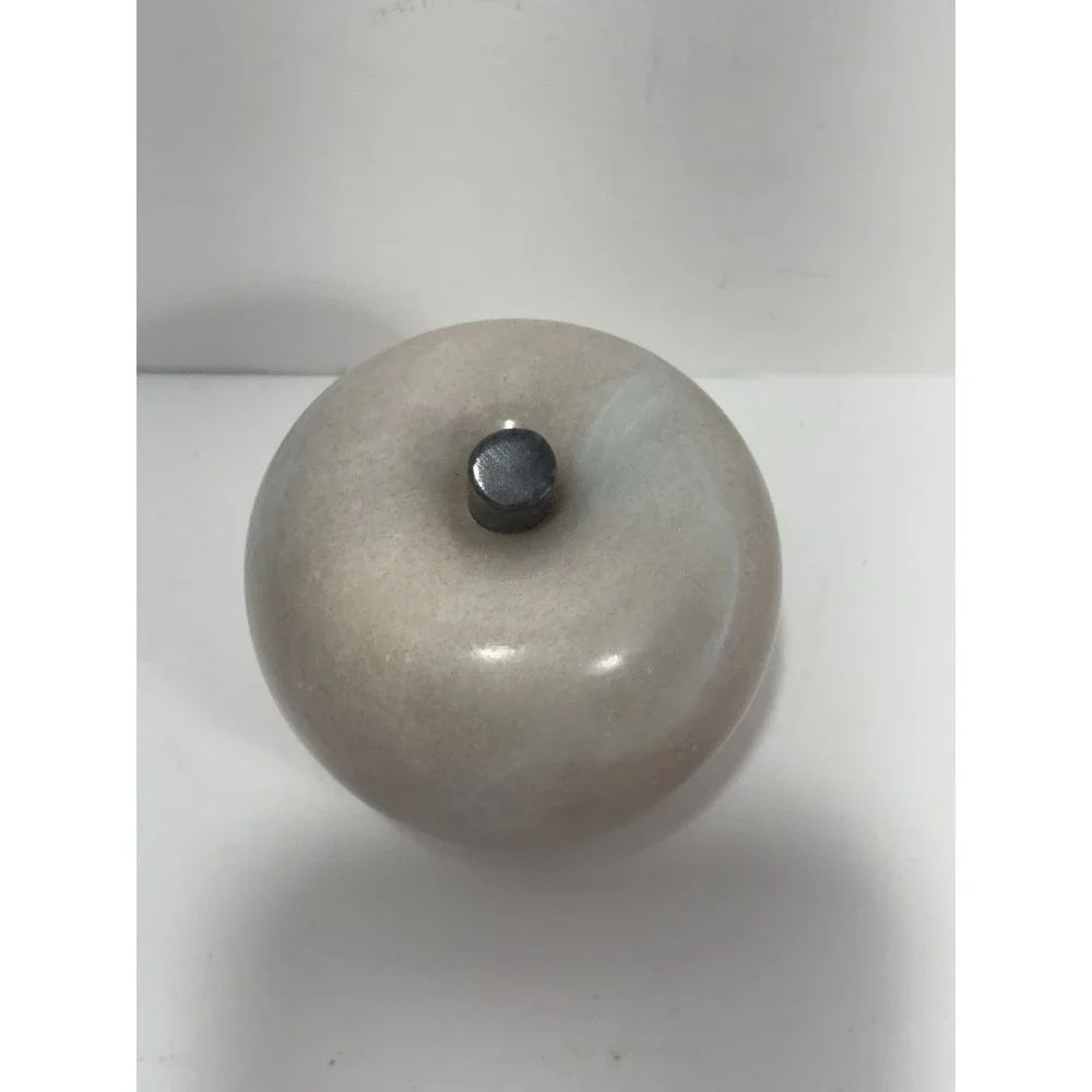 Hallmark Alabaster Marble Light Ivory White Pink APPLE Paperweight Vintage